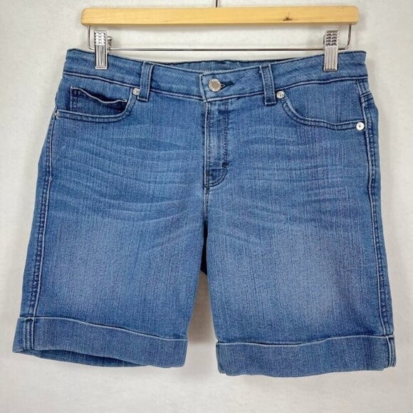 Michael Kors Bermuda Jean Shorts Stretch Rolled Cuff Modest Summer Vacation 8 - Picture 1 of 4